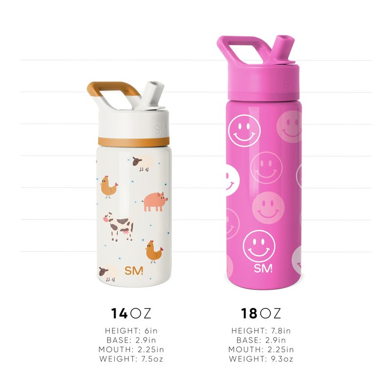 Simple Modern Kids Summit Water Bottle with Straw Lid | 14oz Stainless Steel Cup Insulated Tumbler for Toddlers, School | Rainbow Spark