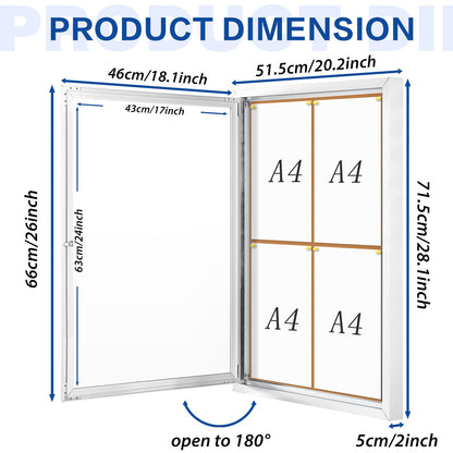 SWANCROWN Enclosed Cork Bulletin Board, Outdoor Bulletin Board Weatherproof with Acrylic Door and Keys, Wall-Mounted Notice Case, 28x20 Inches
