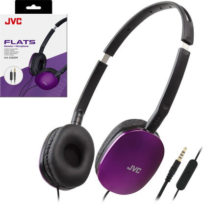 JVC Flats On-Ear Wired Headphones - Flat Foldable Design - 30mm Driver for Powerful Sound - Soft Ear-Pads for Comfort – Steel Headband - Lightweight & Portable - PC/Laptop/Gaming - 3.5mm Slim Plug