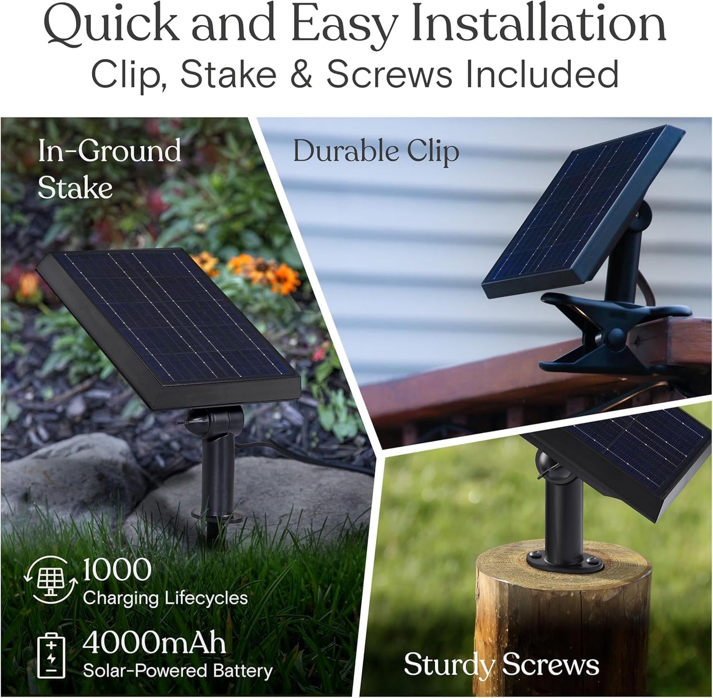 Brightech Bundle Ambience Pro Solar Powered Outdoor String Lights - 27 Ft + 4-Pack 10FT String Light Poles