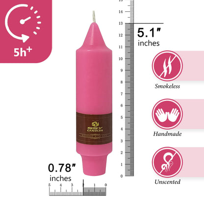 Hot Pink Short Taper Candle Candle Sticks, 5 Inch Mini Pillar Candles Small Taper Candles, 4PCS Handmade Unscenteds Candlesticks for Festive, Party, Spell, Wedding, Home Decor