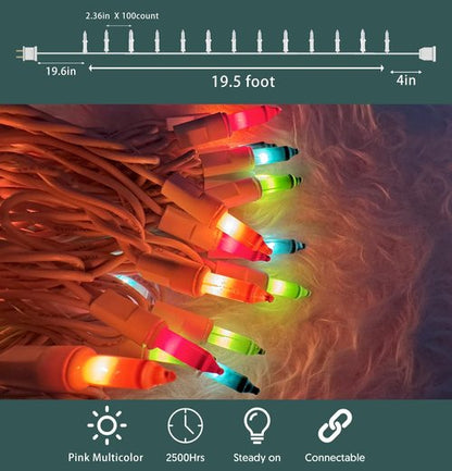 HISHINY Christmas Lights 100 Count Pastel Decorative Mini String Lights with White Wire for Outdoor Indoor Easter Decorations,Christmas,Wedding,Valentines Day Decor,UL Certified (21feet)