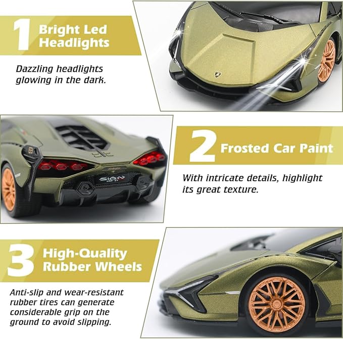QUN XING Remote Control Car 1:24 Officially Licensed 2.4GHZ Rc Cars Lambo Sport Racing Toy Car for Kids Boys 4-7 Years Birthday Gift Green