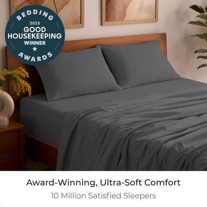 Mellanni Full Sheets Set - 4 PC Hotel Luxury Bedding | Extra Soft, Cooling & Wrinkle Resistant (Gray)