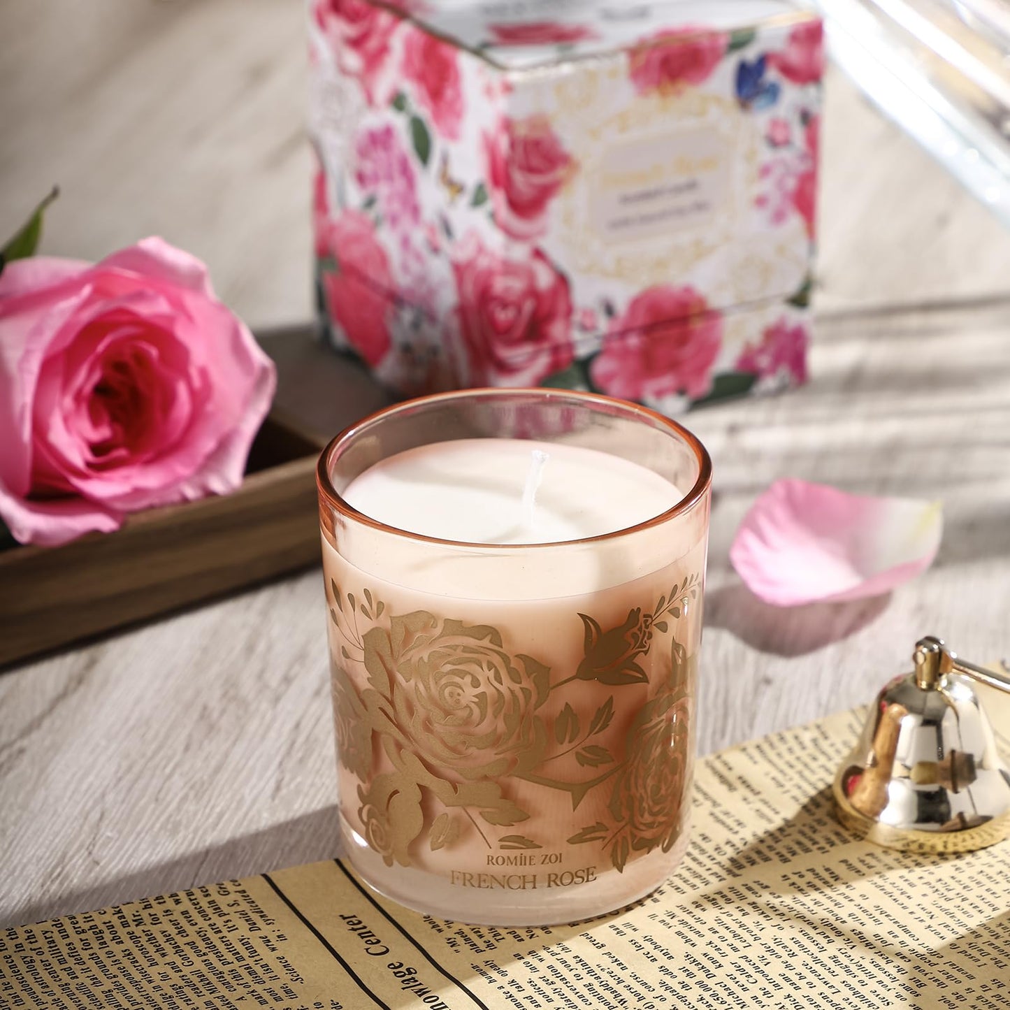 ROMIIE ZOI Scented Candle - French Rose - 6oz Aromatherapy Soy Wax Jar Candle for Home, Gifts for Women - 170g