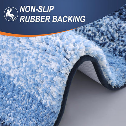 OLANLY Bathroom Runner Rug - Extra Soft Microfiber Mat with Rubber Backing | Quick Dry, Washable, 44x20 Navy