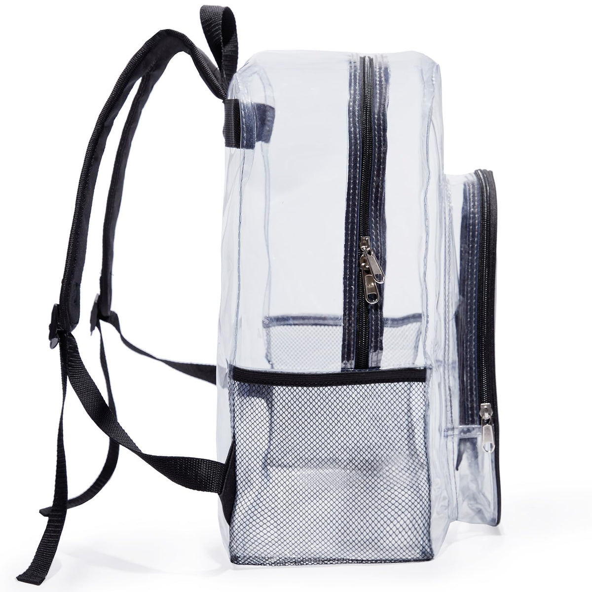 Jusdot Clear Backpack, Transparent Backpack Heavy Duty PVC See Through Backpacks Clear Bag for School, Workplace, Black