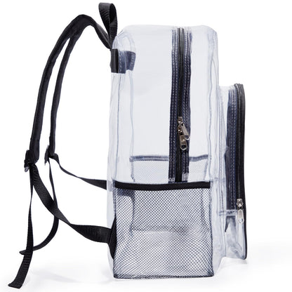 Jusdot Clear Backpack, Transparent Backpack Heavy Duty PVC See Through Backpacks Clear Bag for School, Workplace, Black