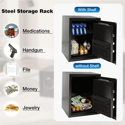 XDeer 1.2 Cu.Ft Smart Biometric Gun Safe with Fireproof Bag, Home Security Safe Box with Adjustable Racks,Quick-Access Fingerprint Safe,Small Safes for Home Money Medicines Jewelry Valuables 1PCS
