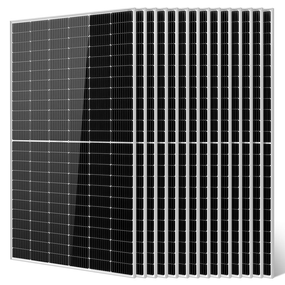 SUNGOLDPOWER 14PCS 550W Solar Panel,UL61730,18BB Monocrystalline Grade A Cell,Rigid,High Efficiency,IP68，charging 12V/24V/48V Battery on Rooftop,Yard,Marine,on/off Grid system CEC listed (Total 7700W)