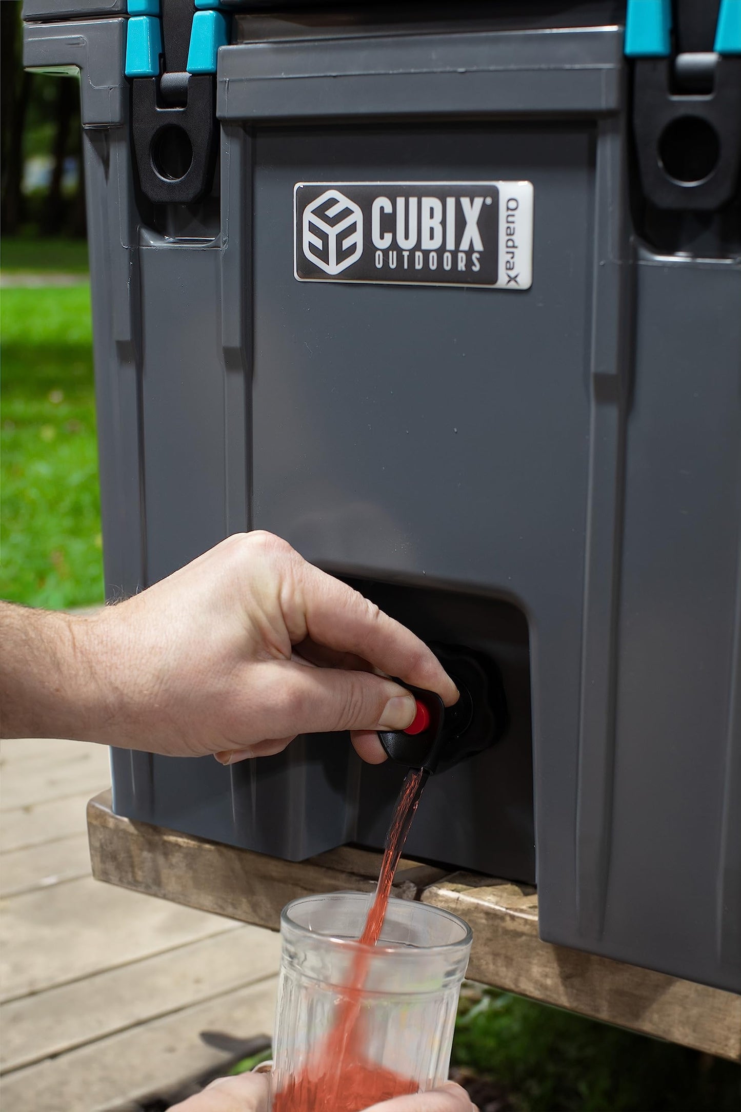 Cubix Outdoors, Quadrax 20QT 2-in-1 Beverage Dispenser Cooler, Holds drinks for 5 Days, Insulated Hard Ice Chest, Portable Drink & Water Coolers for Parties, Camping, Beach - Granite Grey