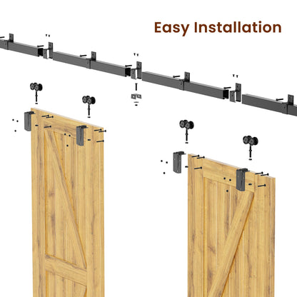 SMARTSTANDARD 16FT Box Rail Hardware - Exterior Barn Door Hardware Kit,Sliding Barn Door Hardware,Heavy Duty Wall Mount Kit,Fit Indoor and Exterior Door,Easy to Install(Widest to 96" Wide Door)