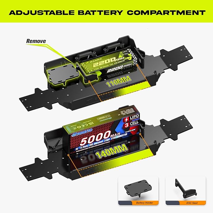 AMORIL 1/10 RTR Brushless Fast RC Cars for AdultsMax 50mph Hobby Electric Off-Road Monster TruckWaterproof High Speed RC Car 4WD Remote Control Car with 3S LipoGreen