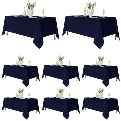 Fitable 8 Pack Table Cloth Rectangle Table: Stain and Wrinkle Resistant Tablecloth Rectangular, Washable Polyester Tablecloths for Wedding Party Dining Banquet Event Catering(Navy, 70x120 Inch)