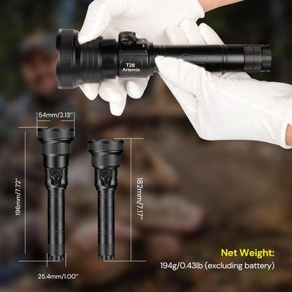 Brinyte T28 LED Zoomable Hunting Light, 3 Color in 1(Red, Green, White) Rechargeable Predator Flashlight with Pressure Switch Mount, IP66 Waterproof Coyote Light for Hogs Coon Varmint Hunting