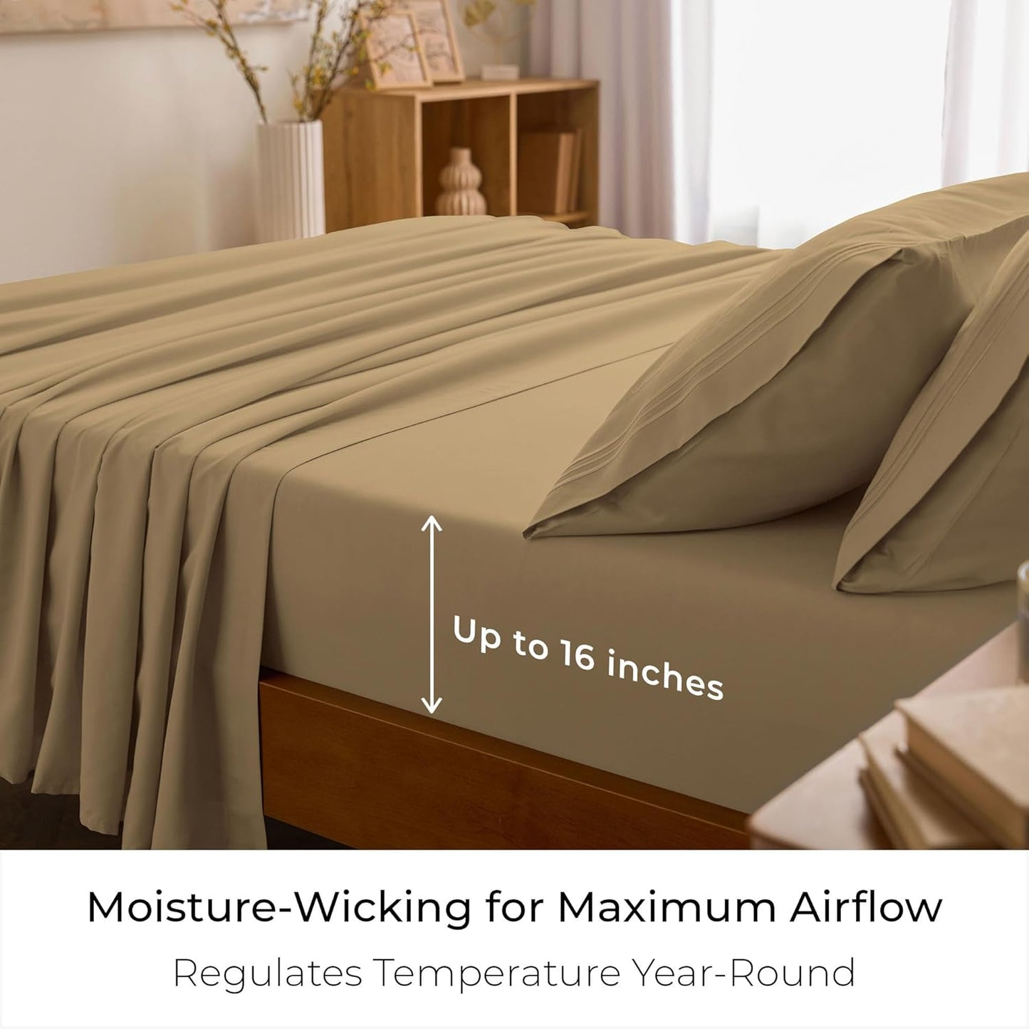 Mellanni King Sheets Set - 4 PC Hotel Luxury Bedding | Extra Soft, Cooling, Wrinkle & Stain Resistant (Gold)