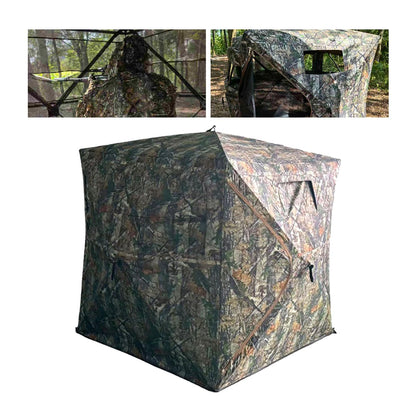 2-3 Person Ground Blind, 270° One-Way See Through Hunting Blind, Heavy Duty 600D 3000mm Waterproof Oxford, Silent Slide Windows & Zippers, 4-Season Portable Stealth Blind for Deer & Turkey