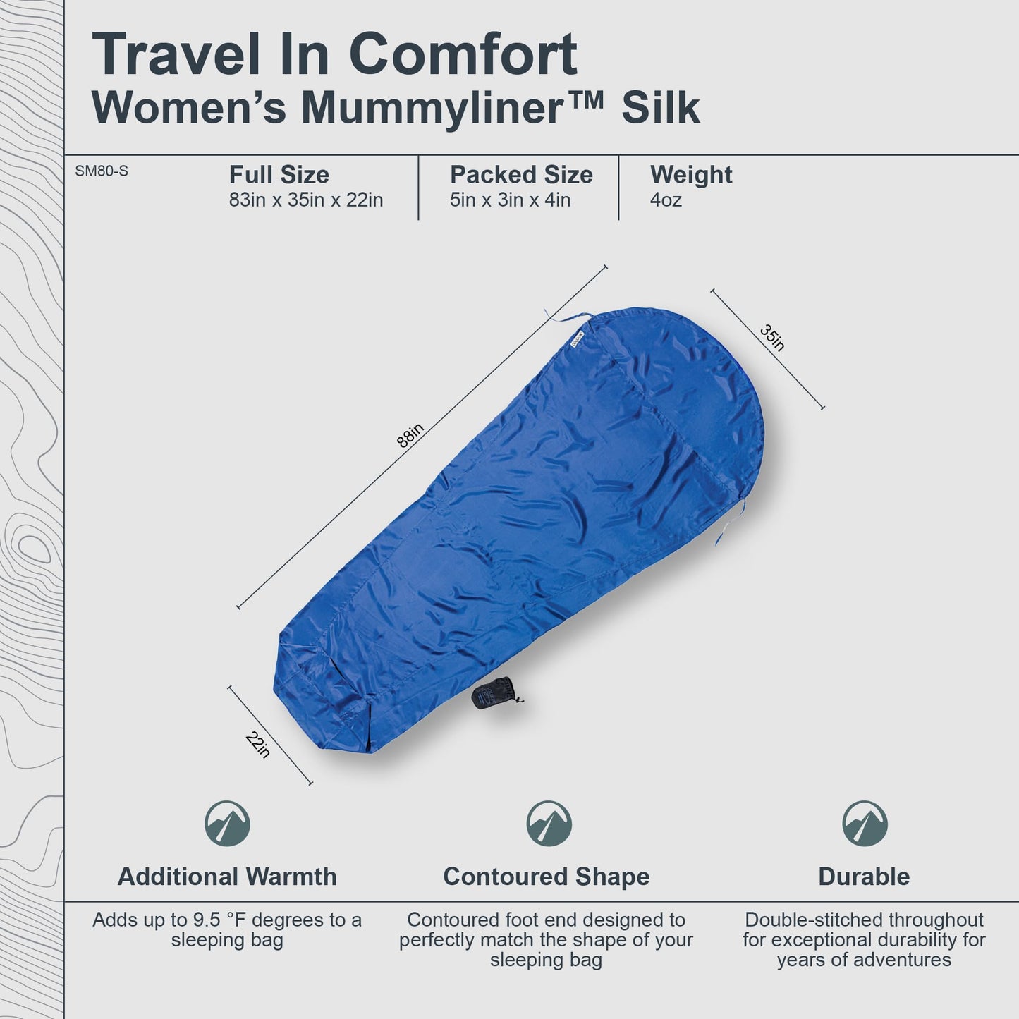 COCOON - Premium - Womens Silk MummyLiner - Ultramarine Blue