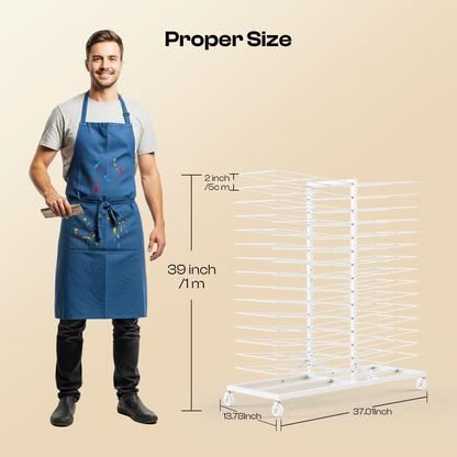Caydo 30 Shelves Art Drying Rack, Easy Assembly Rolling Art Rack with Adjustable Shelves, Art Storage Solution for Screen Printing Frame, Lino Plates and Cabinet Doors
