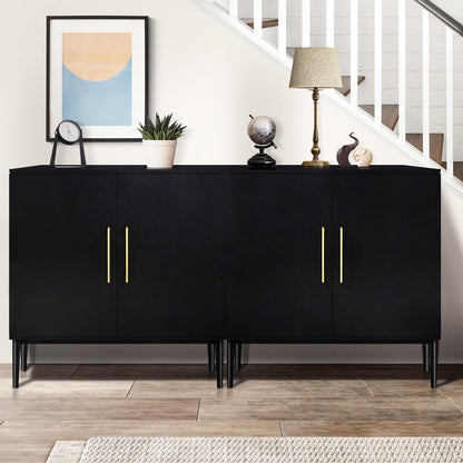 REHOOPEX Storage Cabinet with Doors, Modern Black Accent Cabinet, Free Standing Cabinet, Wooden Buffet Sideboards for Living Room, Kitchen,Home Office