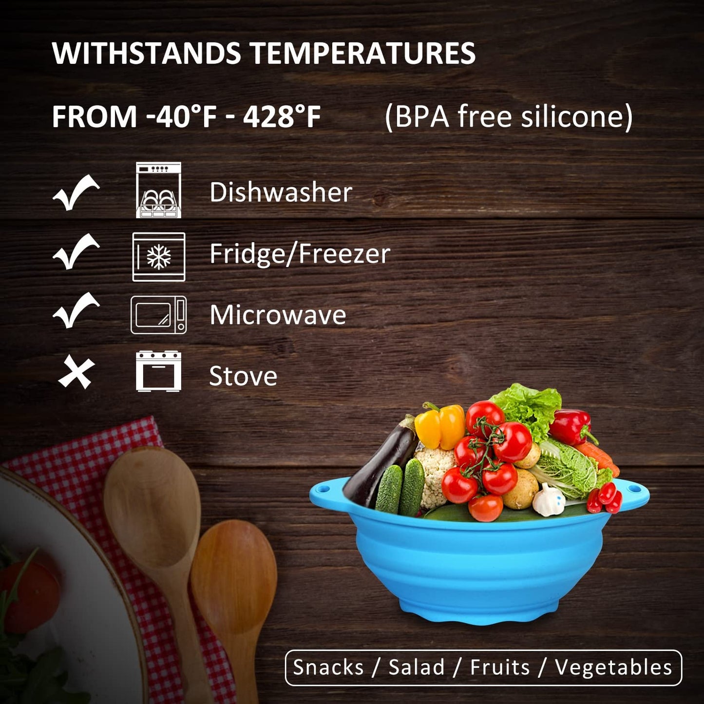 Collapsible Silicone Salad Bowl 61oz Camping Bowl Outdoor Hiking Travel Durable Bowl for Storage and Mixing Food-Grade Silicone Food Storage Container 1 Pack (Grey)