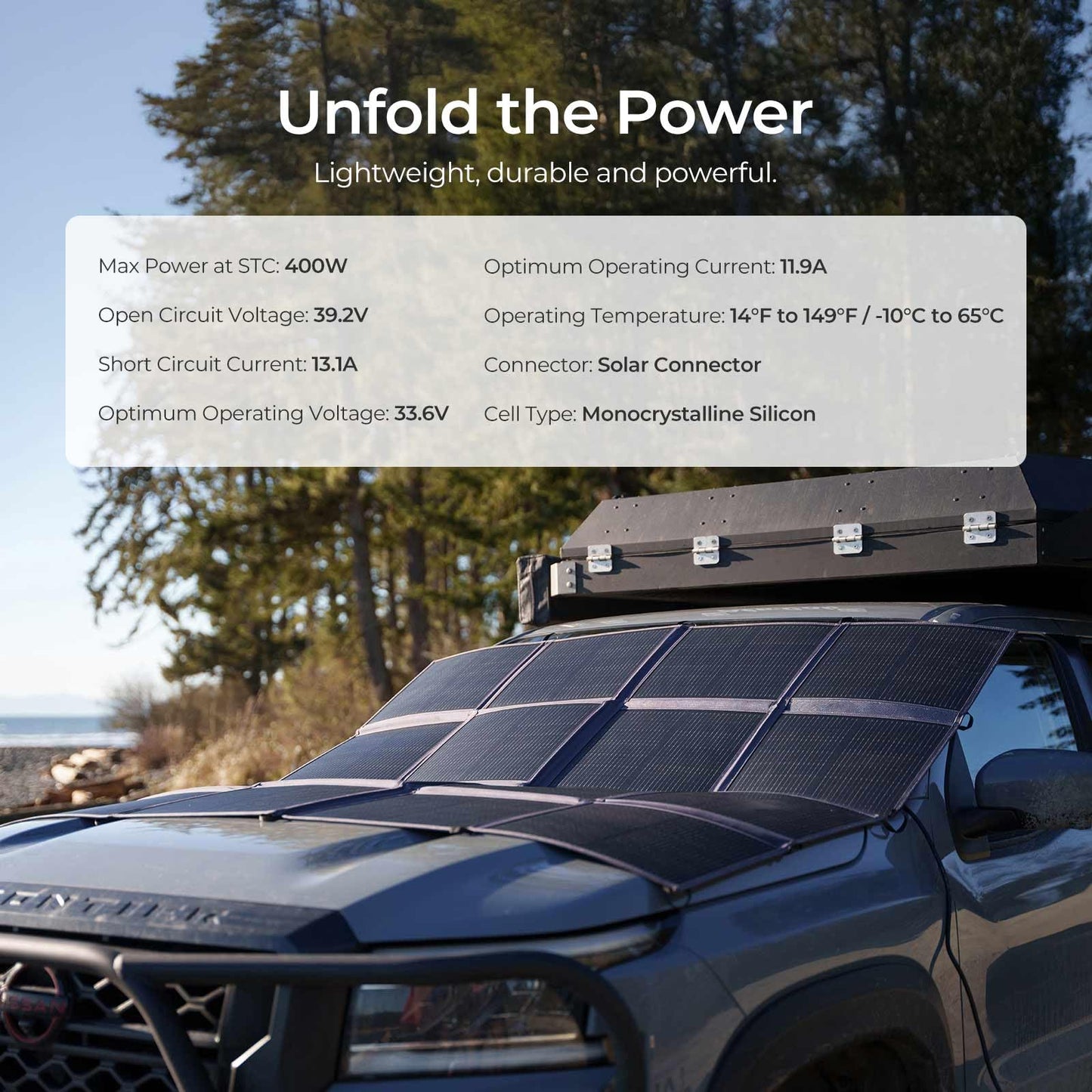 RENOGY REGO 400W Portable Solar Panel, Renogy Solar Blanket N-Type Foldable Solar Panel, 25% High Efficiency, Lightweight Solar Panel Charger for Camping, RV, Marine, SUV, Off Grid Applications