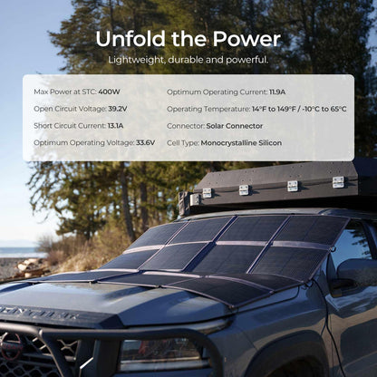 RENOGY REGO 400W Portable Solar Panel, Renogy Solar Blanket N-Type Foldable Solar Panel, 25% High Efficiency, Lightweight Solar Panel Charger for Camping, RV, Marine, SUV, Off Grid Applications