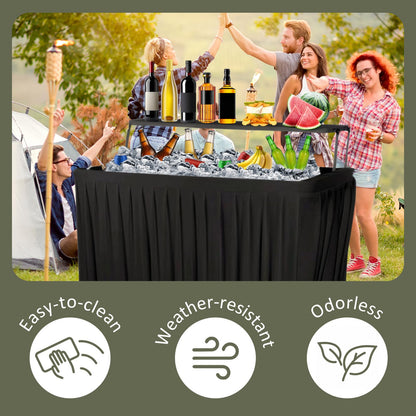 GUAGUA Ice Cooler Table - Portable Bar Table for Events Outdoor Cooler Stand with Drain for Parties Drink Foldable Picnic Table Party (BlackA)