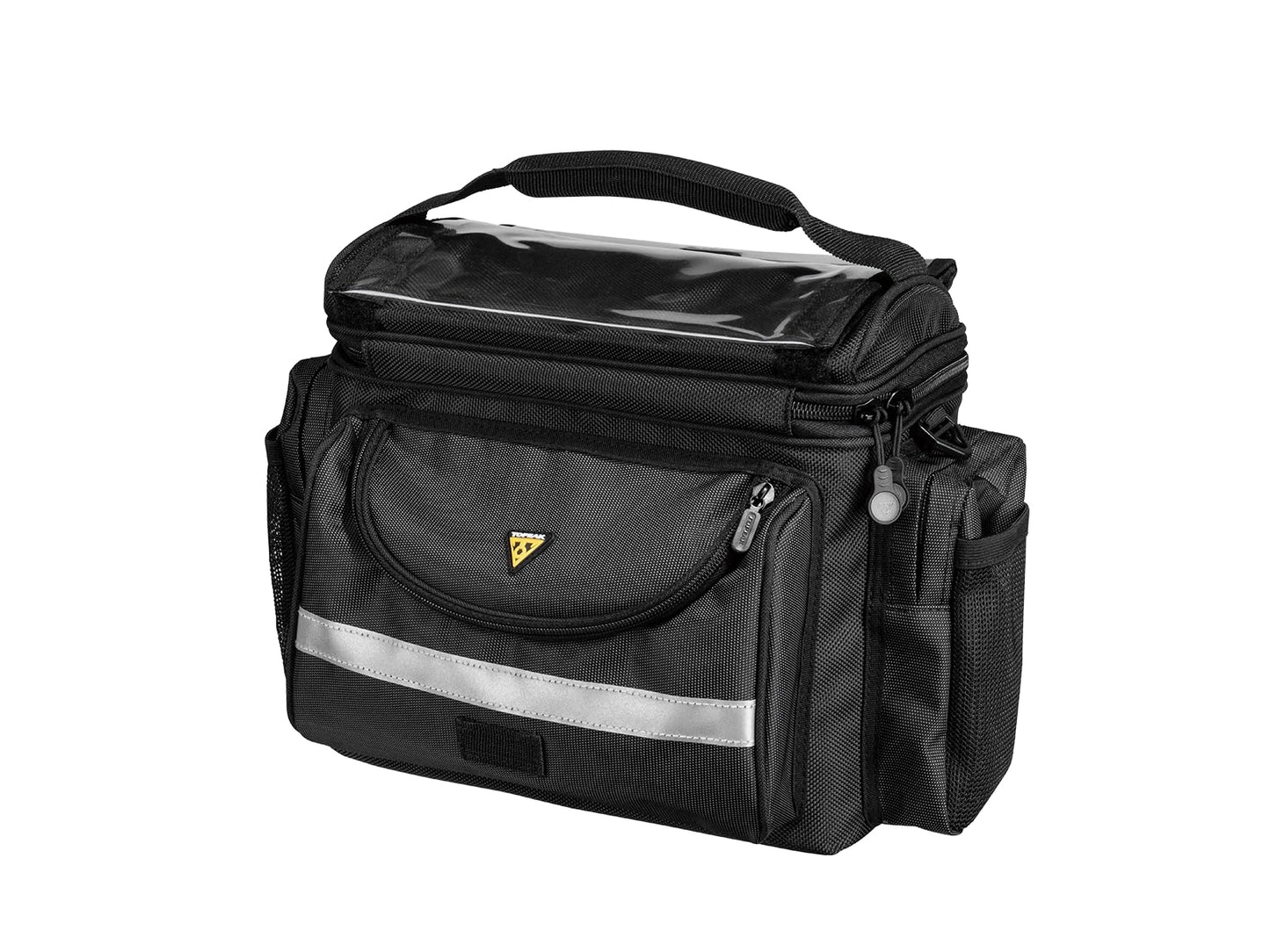 Topeak TourGuide Handlebar Bag DX with Fixer 8 – 8.1L Large-Capacity Touring Bag with QuickClick Mount, Shoulder Strap, Map Pocket, Rain Cover & Reflective Safety Strip