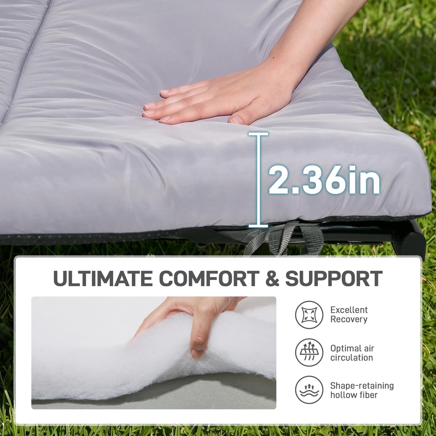 EVER ADVANCED Extra Wide Camping Cot with Sleeping Mat