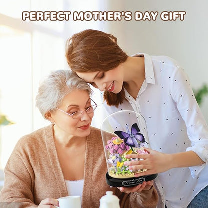 QLT QIAOLETONG Flower Bouquet Building Kit for Adults Animals Flowers 582 PCS Botanical Collection Mini Building Blocks Set Valentine's Day for Her Mom Women Wife Girlfriend (Butterfly)