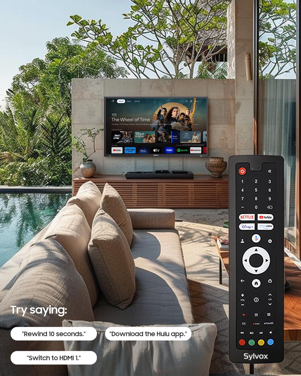 SYLVOX Outdoor TV, 43-Inch Waterproof Smart TV, 2000 nits Full Sun TV, 4K, Dolby Atmos, HDR10, Weatherproof Television with Voice Assistant Remote (Pool Pro 3.0, Latest Model)