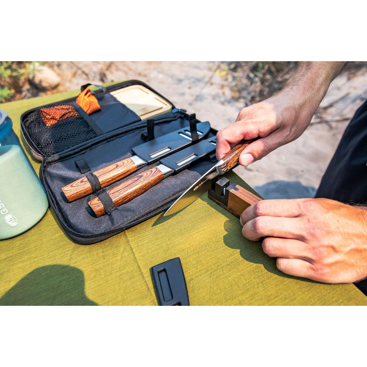 GSI Outdoors, Rakau Gourmet 3-Piece Camping Knife Set with Stainless Steel Blades and Waterproof Wood Handles, Perfect for Outdoor Cooking and Adventures