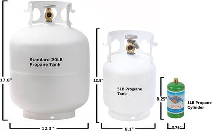 Flame King 5lb Steel Propane Tank Cylinder - Gauge & OPD Valves for Grills, BBQs & Camping | White