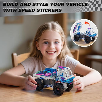 Technic 9 in 1 Pull-Back Car Building Set - Off-Road Race Vehicle Models for Boys and Girls STEM Engineering Toy for Kids Ages 8 and Up | Ideal Gift for Birthdays