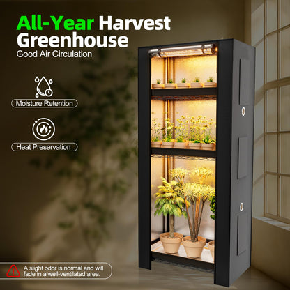 SPECILITE Plant Stand with Grow Tent Lights, 1680D High Reflective Cover, 10-Level Full Spectrum 5000K LEDs, 4-Tier Adjustable Metal Greenhouse（250 Lbs for Plant Growth, Seed Starting, 28"x14"x59"