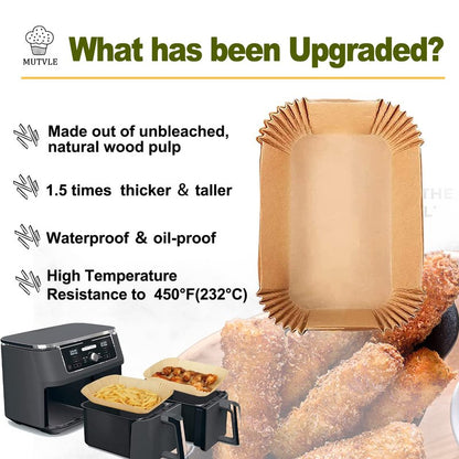 Air Fryer Liners for bella 4Qt Slim Air Fryer, Bella Air Fryer Accessories, Parchment Paper Liners Disposable Rectangular for Ninja Foodi 2-Basket, Instant Pot Vortex Plus, PowerXL Vortex(100Pcs)