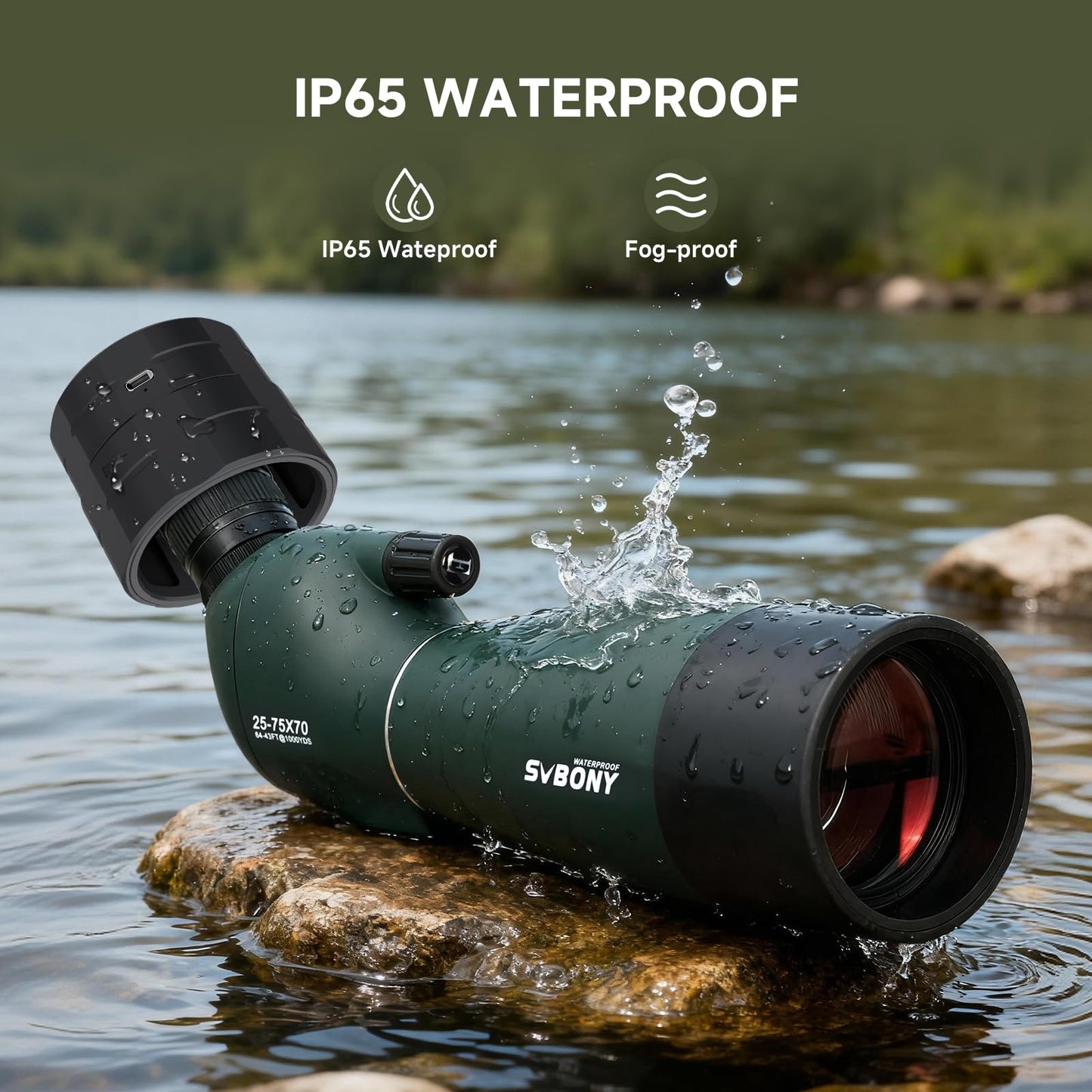 SVBONY SV28 Plus Spotting Scope with Tripod & Phone Adapter & SC002 WiFi Camera for Digiscoping, Waterproof & Fofproof, 25-75x70mm Long Range Spotter Scope for Target Shooting, Bird Watching