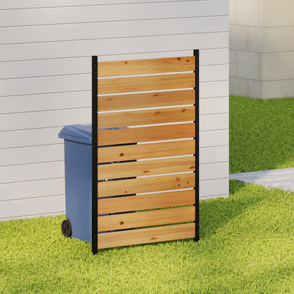 38" W×61" H Wooden Privacy Screen No Dig Outdoor Fence Panel with Metal Stakes Decorative Barrier for Trash Can Air Conditioner & Pool Equipment (Orange 1 Panel)