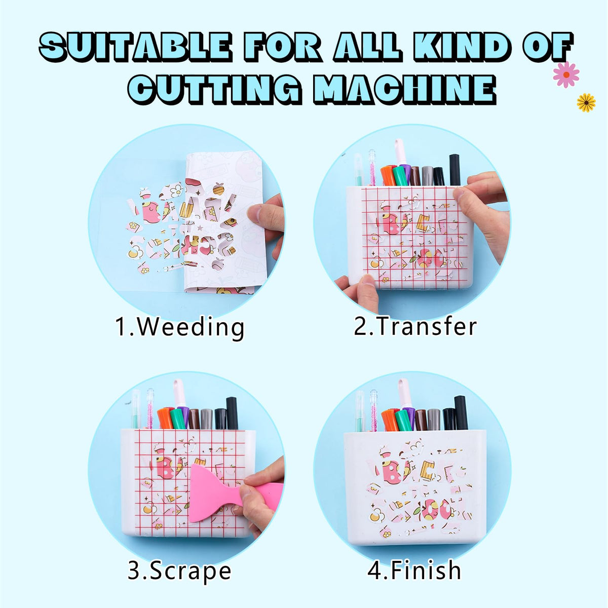Tintnut Teacher Permanent Vinyl - 12 Sheets 12"x10" School Patterned Permanent Adhesive Vinyl for Cutting Machine,Home Decor Self Sticker