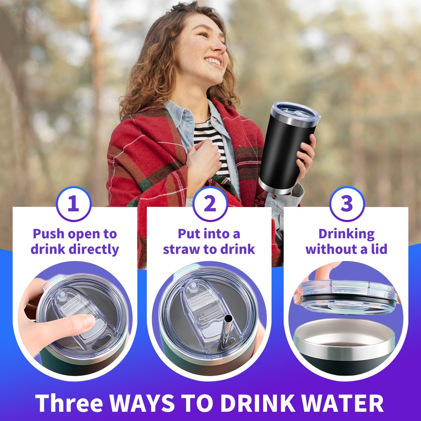 HAOLI 36 Pack, 20oz Stainless Steel Bulk Tumblers with Lids and Straws, Leakproof Double Wall Travel Mug for Hot/Cold Drinks, Home Office Outdoor Party, Durable Powder Coated Insulated Cup/Black