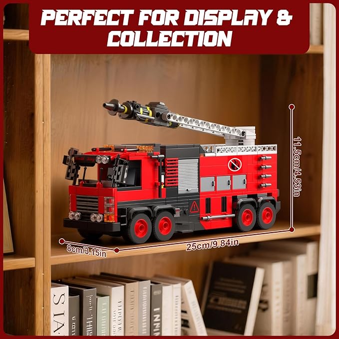 Mould King Ladder Fire Truck Building Set – 725+PCS STEM Toys for Kids &amp Adults 24094 City Firetruck Building Bricks with Movable Ladder Ideas Creative Gift for Birthday Compatible Building Kits