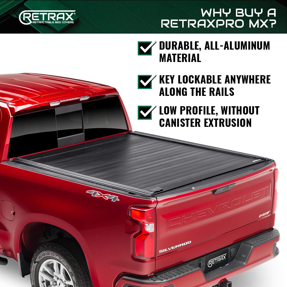 RetraxPRO MX Retractable Truck Bed Tonneau Cover | 80233 | Fits 2009 - 2018, 2019 - 2020 Classic Dodge Ram 1500, 2010-21 2500/3500 8' Bed (96.3")