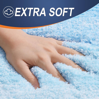 OLANLY Bathroom Runner Rug - Extra Soft Microfiber Mat | Quick Dry, Washable, 47x20, Sky Blue