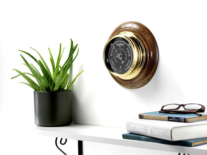 Tabic Prestige Solid Brass Traditional Barometer - Handmade in England - Mounted on a Solid English Oak Mount - Accurate Weather Forecasting - Combined Elegance and Precision