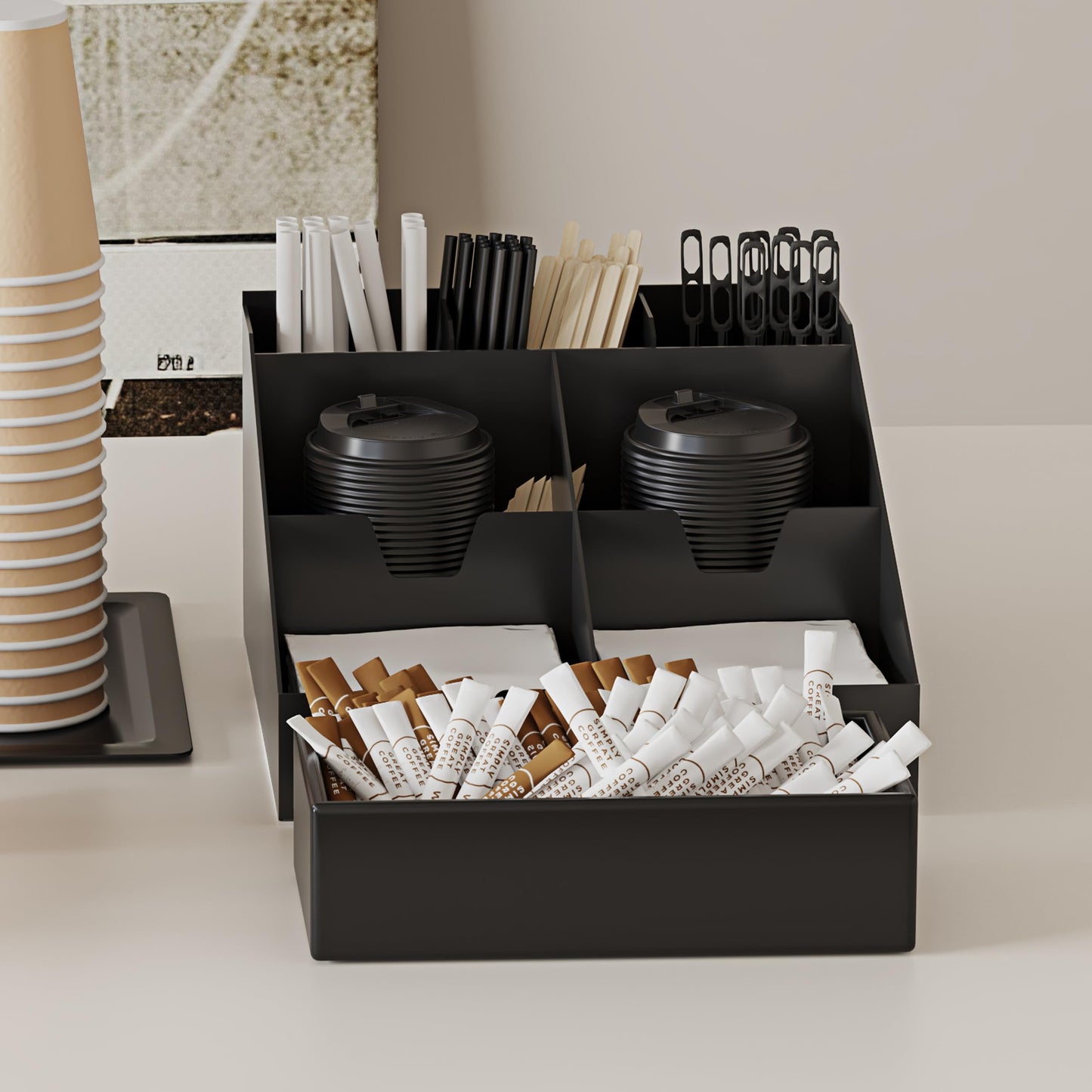 BKISVWCSop 400 Pack Coffee Cup Lids, Black Plastic Dome Lids for 10/12/16/20/24 oz Paper Cups - Leak-Proof Disposable Lids for Hot/Cold Drinks (3.54 Inches/90 mm)