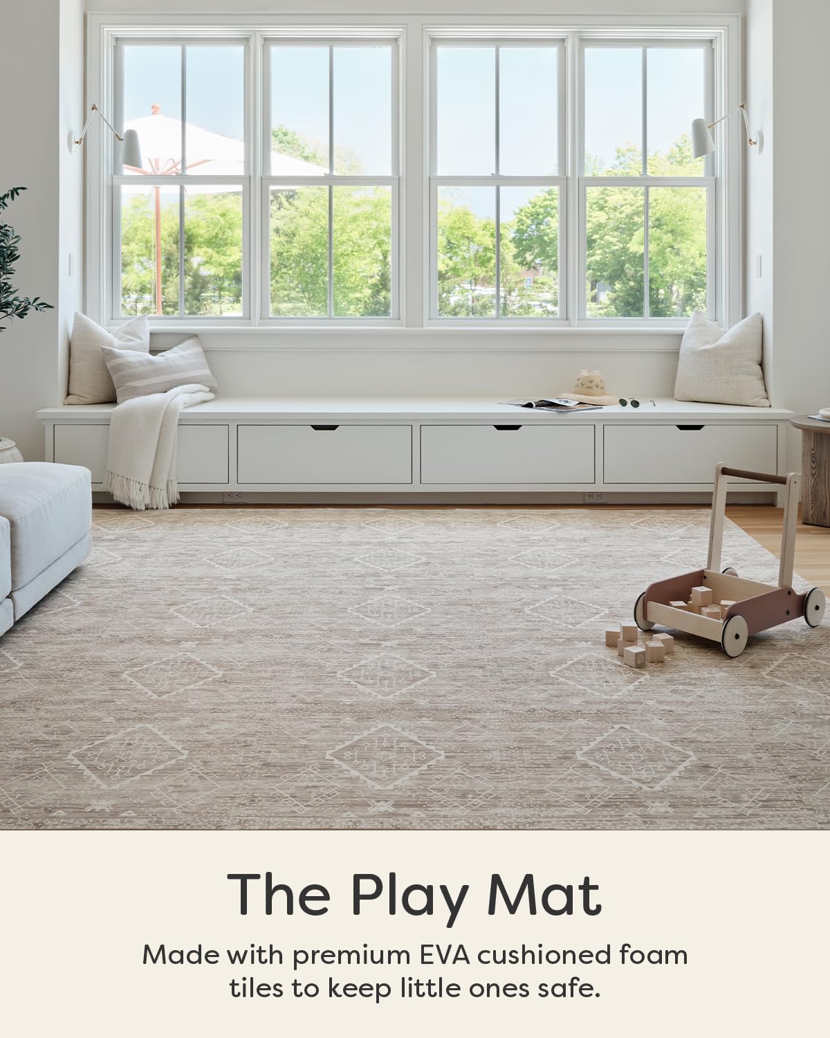 House of Noa Play Mat – 4x6 Driftwood Ula – Set of 6 Tiles – Cushioned EVA Foam Play Mat for Floor, Soft Interlocking Mats for Hard Floors