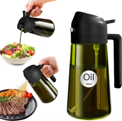 YARRAMATE Oil Sprayer & Dispenser Set - 16oz Dark Green Sprayer & 300ml Brush Dispenser in Black & Orange