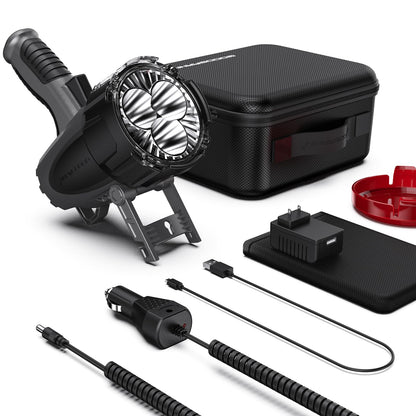 GOODSMANN 6000 Lumen Boat Spotlight - Waterproof Rechargeable LED Hunting Spotlight with Detachable Red Light Filter, EVA Carrying Case