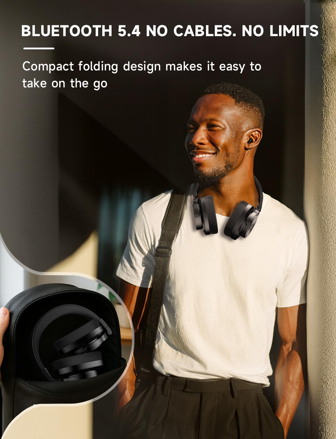 AOC Bluetooth Over Ear Headphones, Wireless Studio Monitor & Mixing DJ Headphones with 72H Playtime, Hi-Res, Built-in Mic, 3.5mm/6.35mm Wired Audio Jack for Guitar AMP, Podcast, PC Gaming - Black
